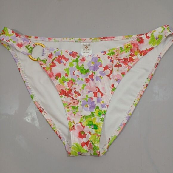 Shade & Shore Other - Shade & Shore Large 12-14 Multi Floral Side Ring High Leg Bikini Swim Bottom